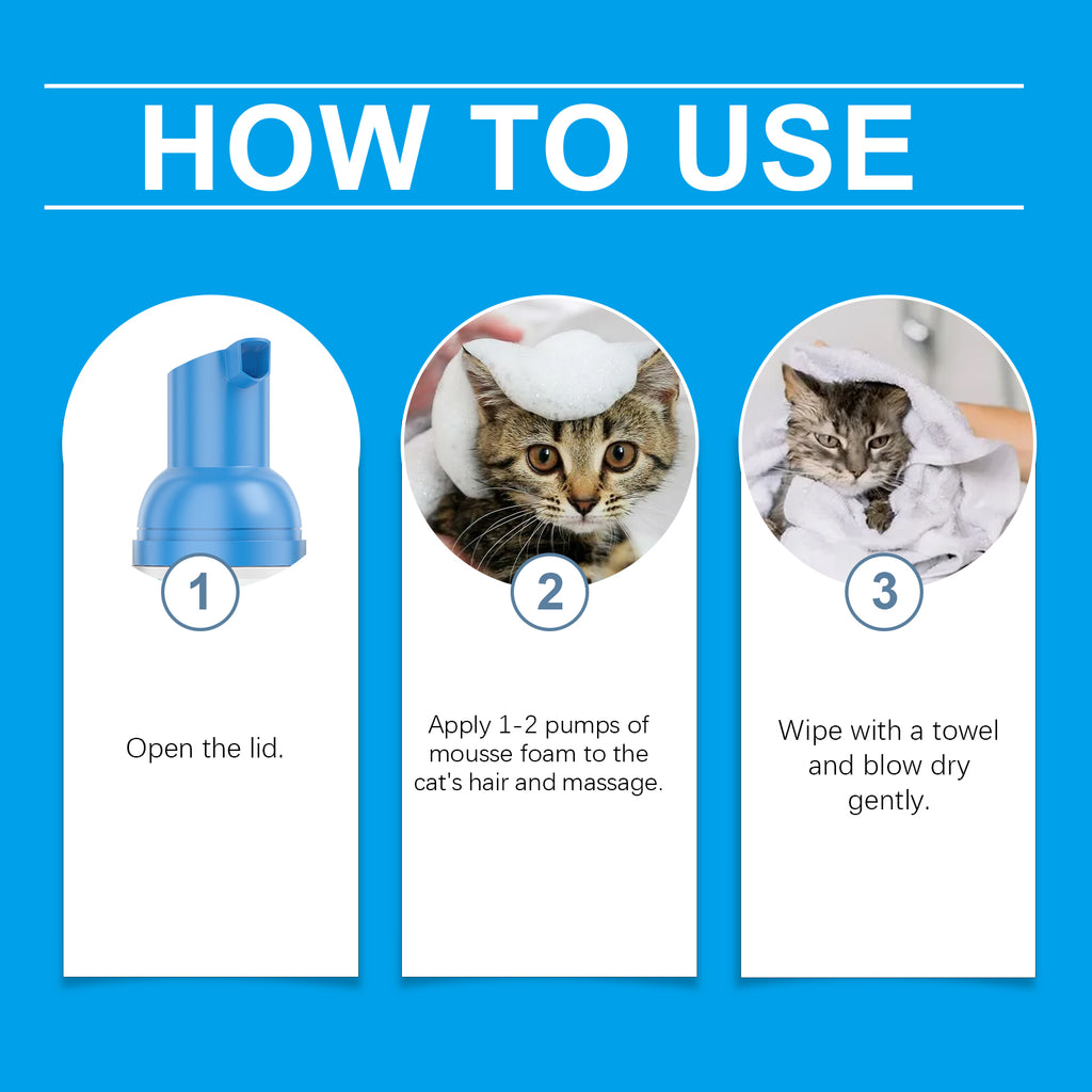 Cat Cleaning Mousse With Kitty Cleaning Foam Pet Care Gentle Non-Irritating Cleaning Mousse