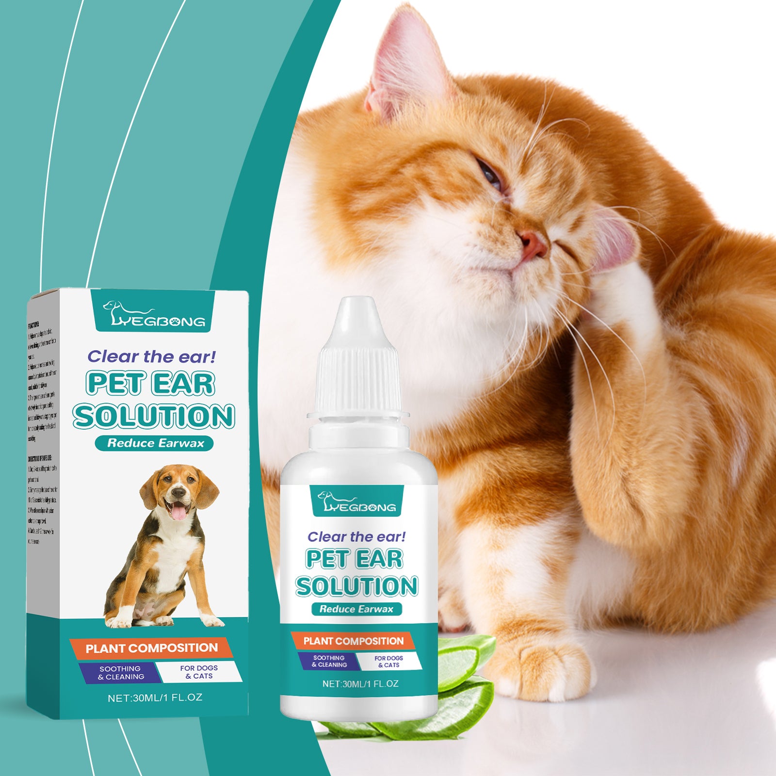 Pet Ear Wash Relieves Ear Discomfort For Cats And Dogs Clean, Decontaminate, Moisturize, Soothe And Nourish