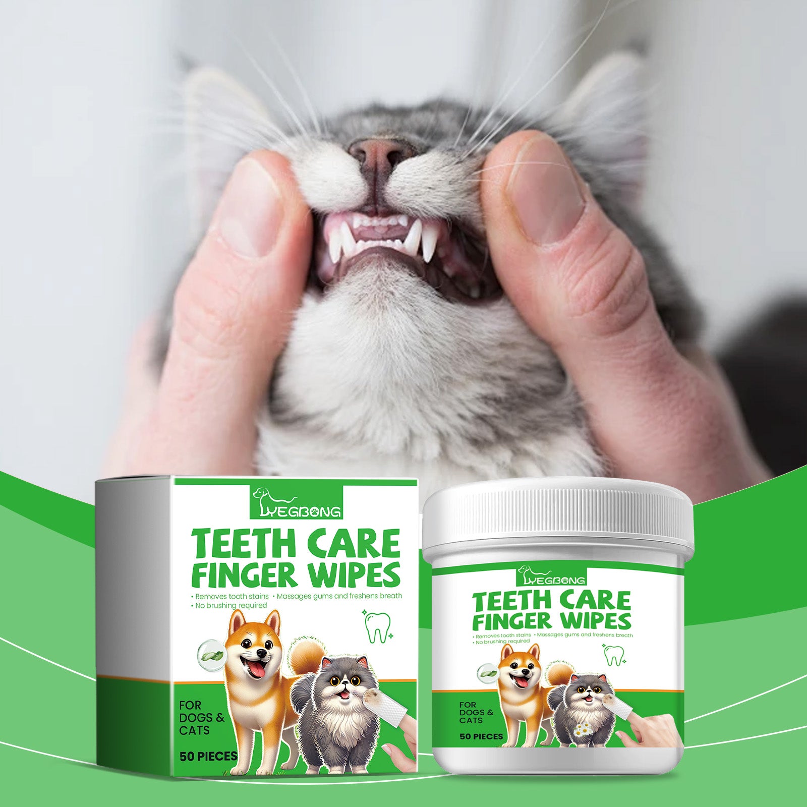 Dog And Cat Tooth Wipes, Pet Dog Mild Tooth Cleaning Tartar Stains Fresh Breath Wipes