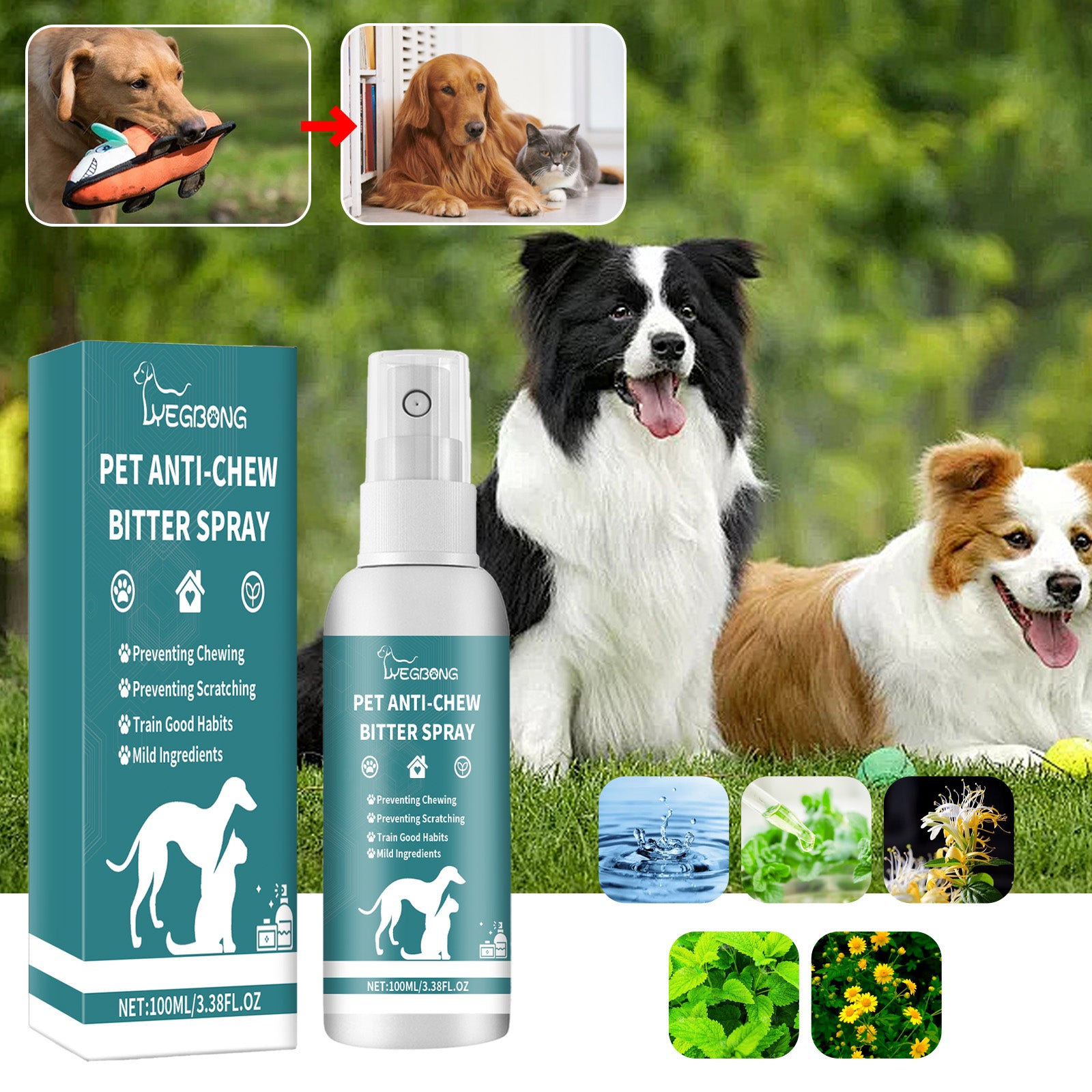 Corrective Chewing Spray For Pets, Anti-Cat/Dog Scratching Sofa Chewing Pet Behavior Modification Spray
