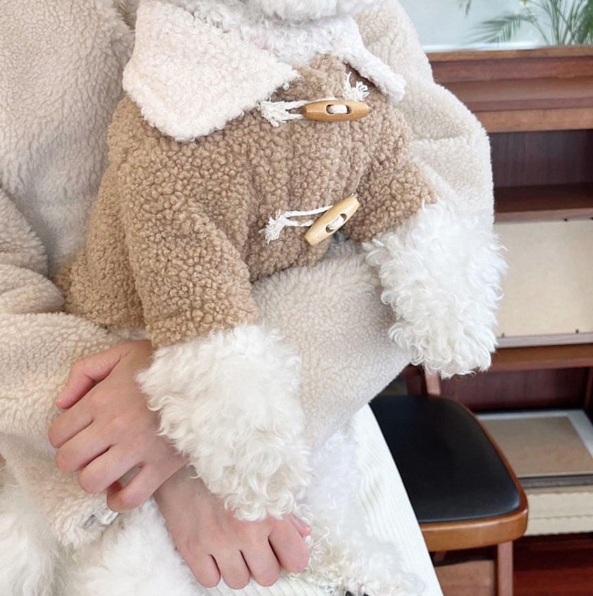 Thick and warm fleece jackets with buttons for dogs and cats in autumn and winter, Teddy, Yorkshire and Bichon Frise all puppy clothes